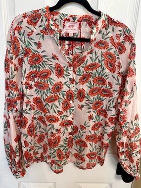 Banjanan Long Sleeved Floral Button Down Shirt in Dune Daisy Size XS